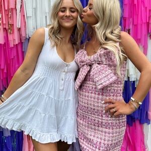 Pink Tweed Bow Dress